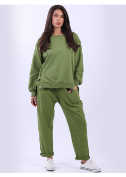 Drop Shoulder Plain Cotton Baggy Sweat Top