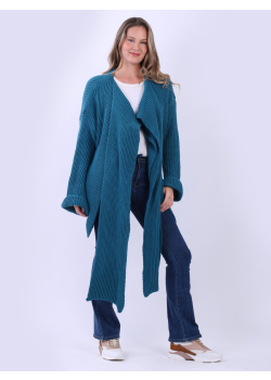 Shawl Collar Solid Knit Wrap Over Cardigan