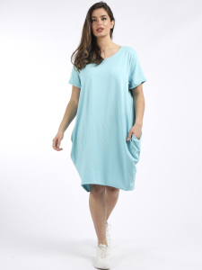 Plain Cotton Classy Lagenlook Dress